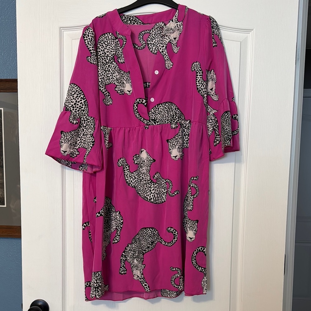 Norma Kamali Pink Leopard Print Dress